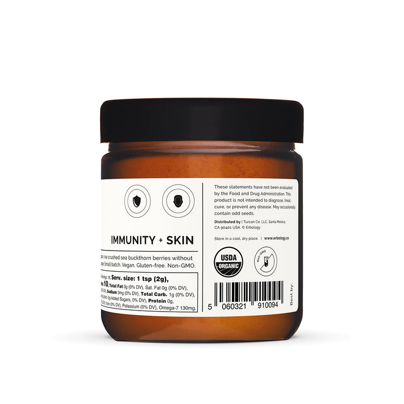 [Australia] - 100% Organic Sea Buckthorn Powder 35g - Seeds Removed, More Concentrated - Rich in Omega-7, Vitamin C and Beta-carotene - Straight from Farm - Raw, Vegan and Gluten-Free - Non-GMO - Recyclable Glass Jar 