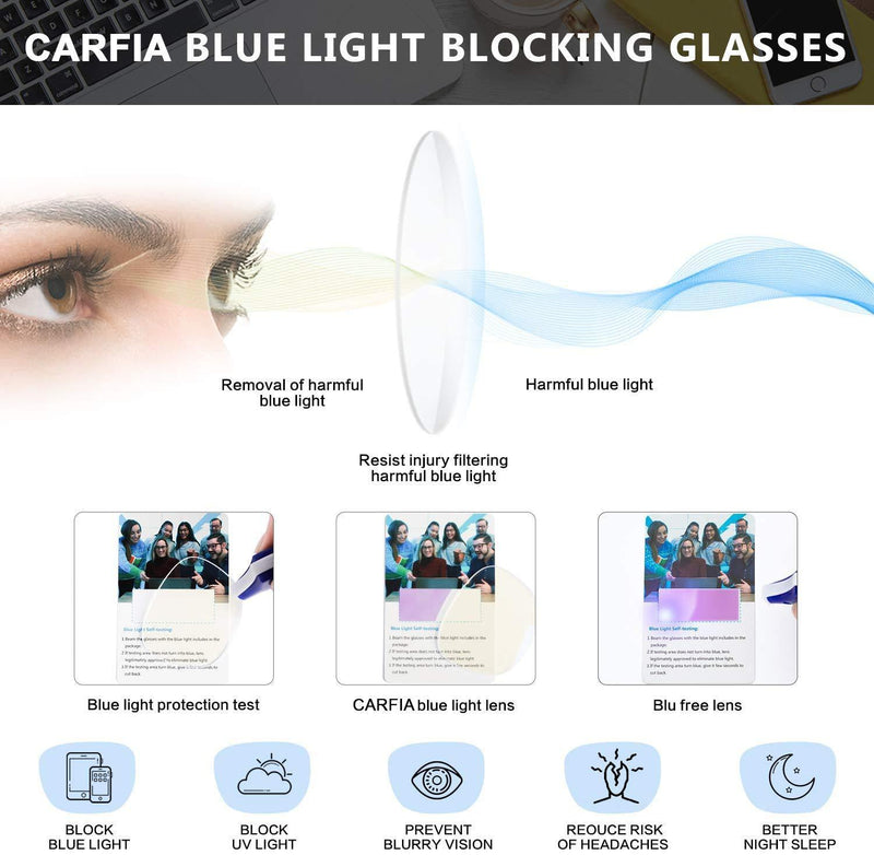 [Australia] - Carfia Blue Light Blocking Computer Glasses for Women and Men, Non Prescription Glasses Green 