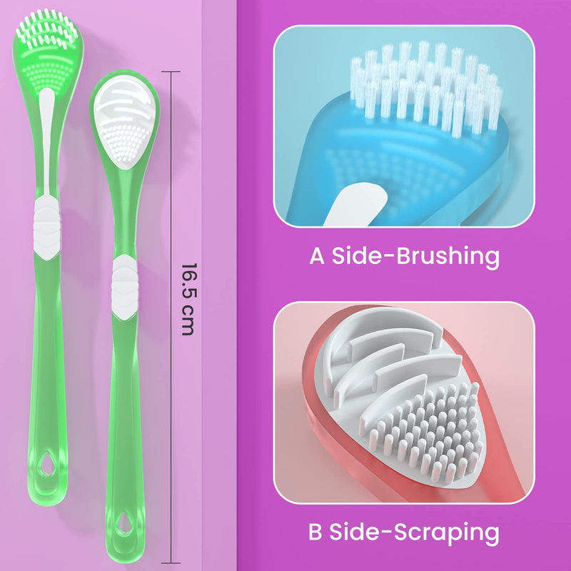 [Australia] - 3-Color 3 Pack Adult Tongue Scraper and Tongue Cleaning Brush Double-Sided Soft Tongue Coating Brush, Portable Food-Grade Oral Massage Brush… 3 packs 