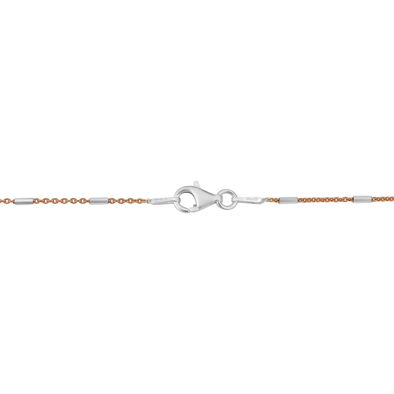 [Australia] - Kooljewelry Sterling Silver Bar Station Rose Gold Plated Rolo Chain Anklet (1.2 mm, 10 inch) 