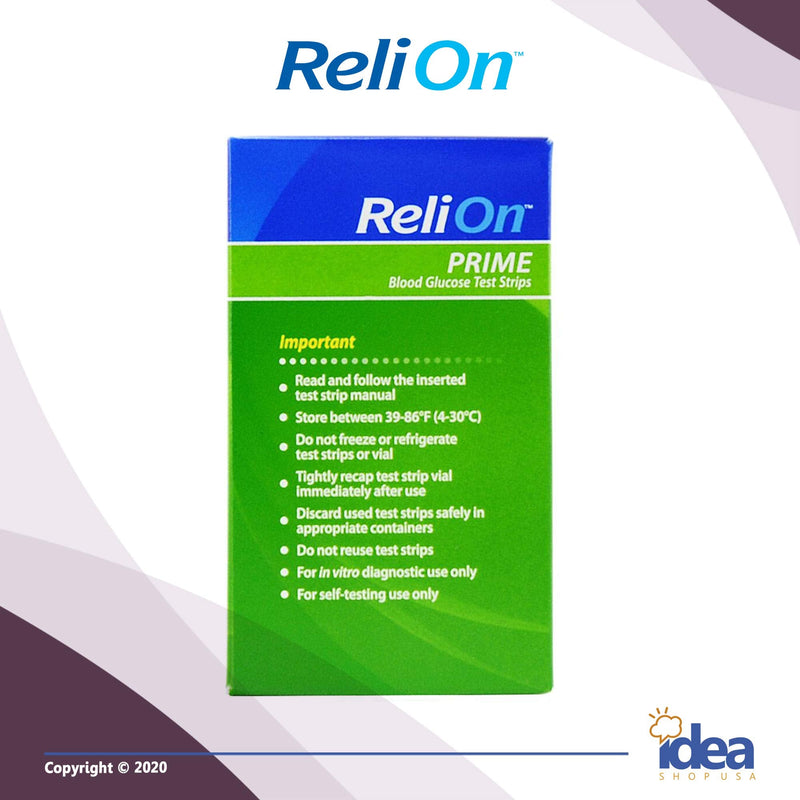 [Australia] - ReliOn Prime Blood Glucose Test Strips (50) 