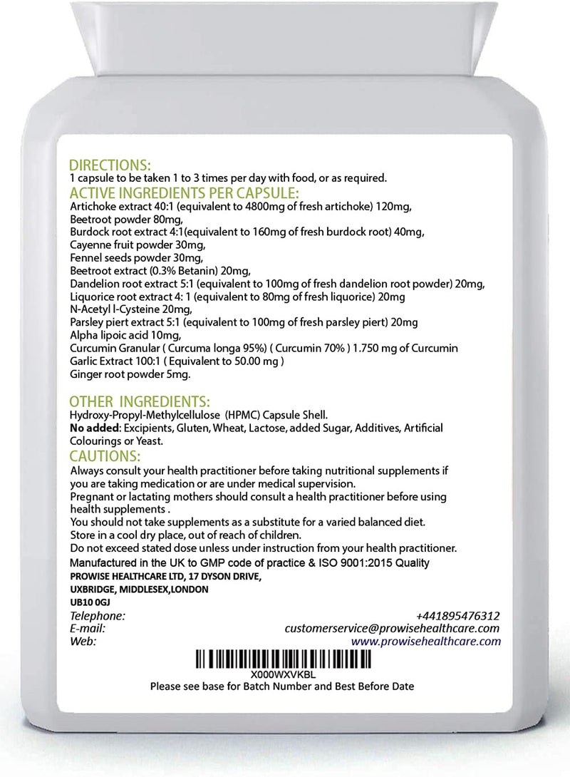 [Australia] - Livcare+ Liver Cleanse Detox and Repair 500mg | 60 Capsules–UK Manufactured | GMP Standards by Prowise Healthcare - Suitable for Vegetarians & Vegans 