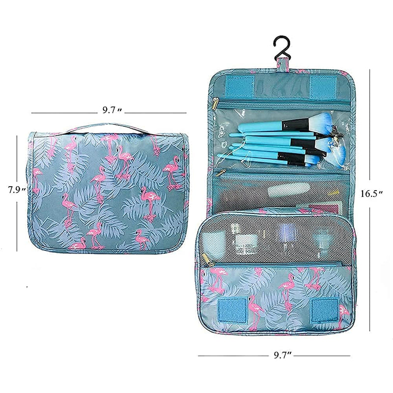 [Australia] - Hanging Toiletry Bag for Women kids Travel bag for Toiletries Cosmetic bag Makeup bags Organizer Waterproof Bathroom Organizer with Hook (Blue flamingo) Blue flamingo 