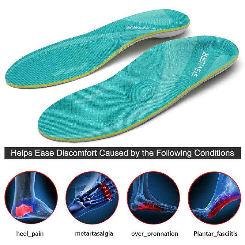 [Australia] - Comfort Arch Support Insoles,Running Shoe Orthotic Inserts for Arch Support and Cushion,Unisex(Size:UK 4,Length:9.05",Light Green) Size:UK-4--9.05" Light Green 