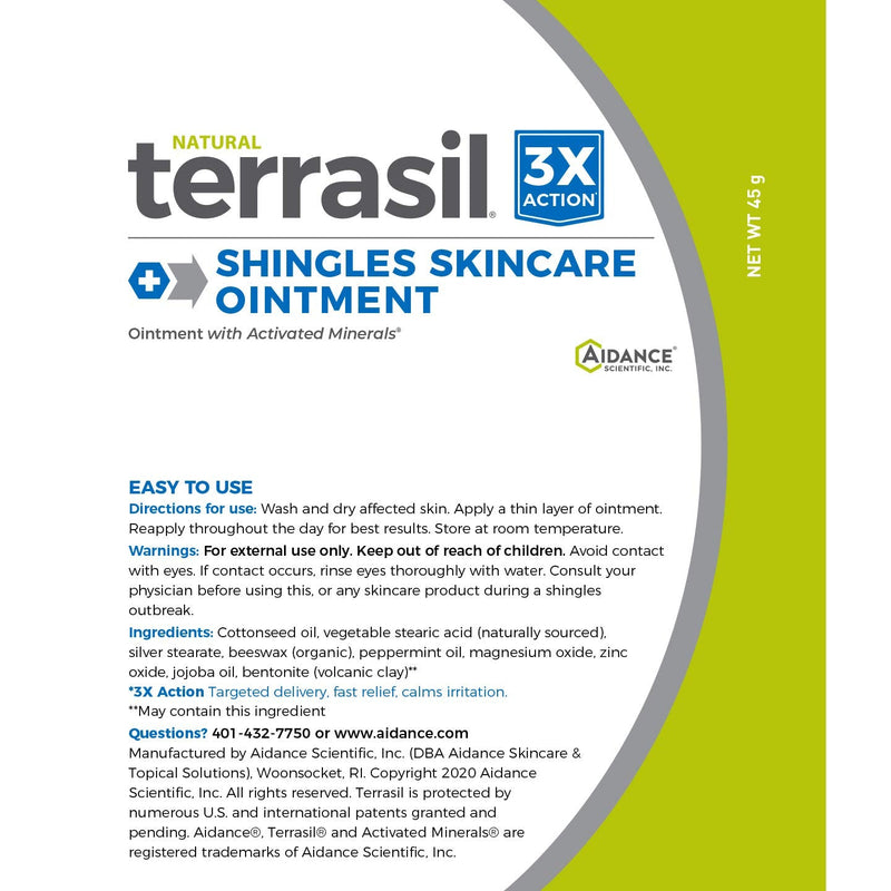 [Australia] - Shingles Skincare Cream – 3X Triple Action Patented Natural Formula for Shingles Sufferers by Terrasil – 45gm tube 1.58 Ounce (Pack of 1) 