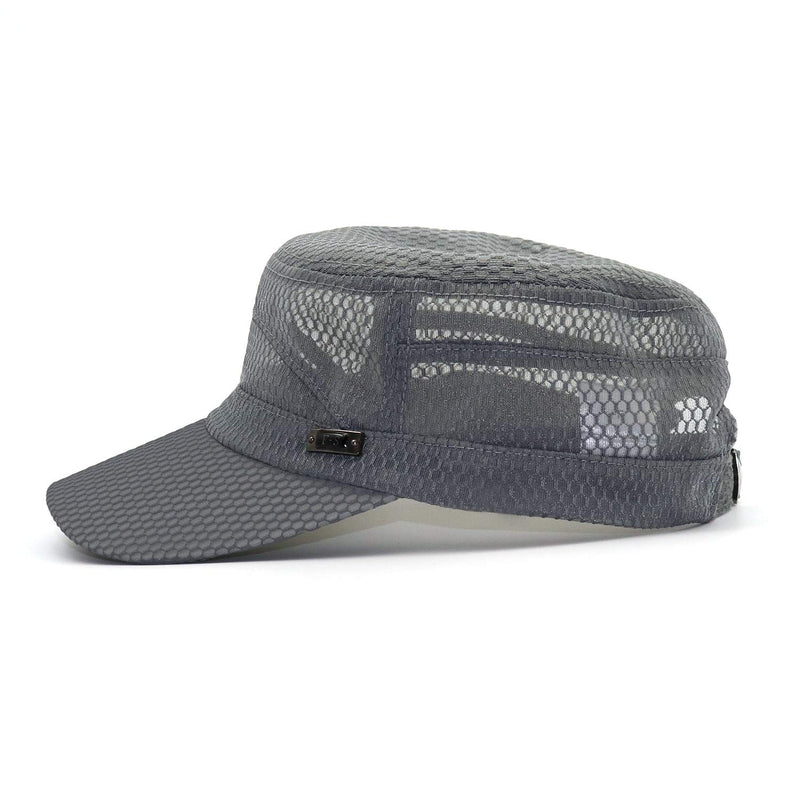 [Australia] - Glamorstar Army Military Cap Summer Quick Qry Mesh Hat Flat Top Newsboy Hat Basic Accessories for Men One Size Gray 