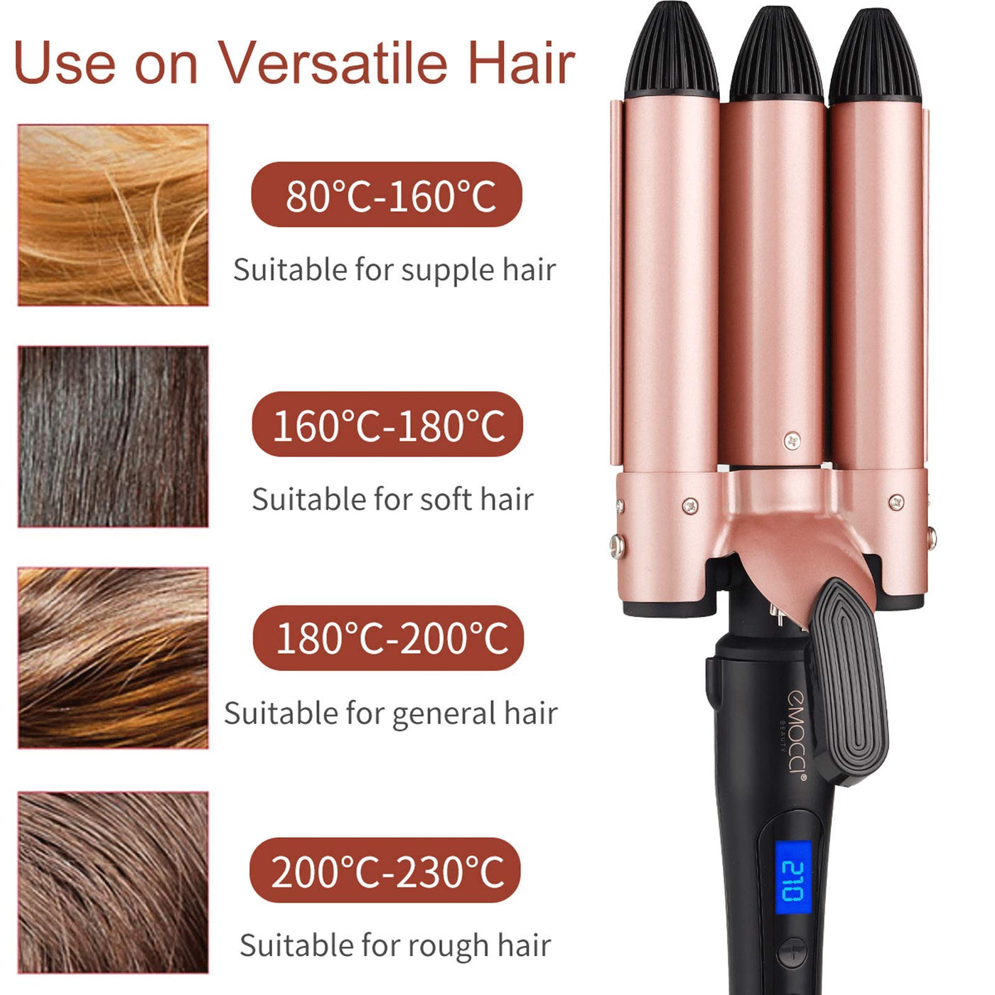 Buy Urban yog3 Barrel Hair Curler for Women's Hairstyle | Double Ceramic  Coated Barrels | Instant Heat Up | Adjustable Temperature Settings with LED  Display | Suitable for all Hair Types |