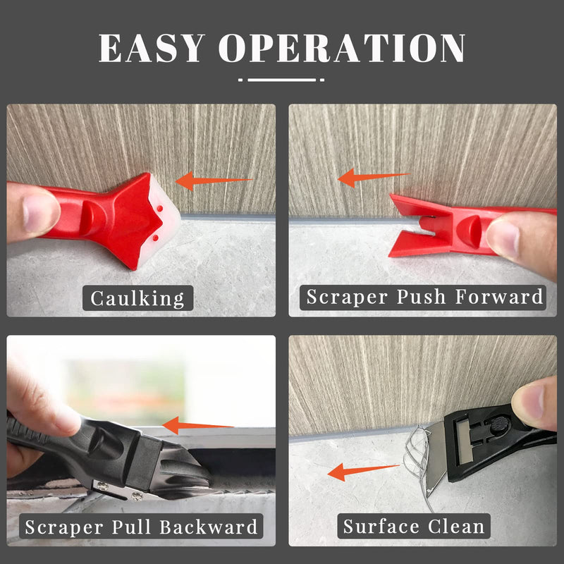 [Australia] - Caulking Tool-Silicone Caulk Removal Tool Kit Caulk Grout Remover Scraper(Stainless Steel Head) For Kitchen Bathroom And Window(10pcs) 10Pcs 