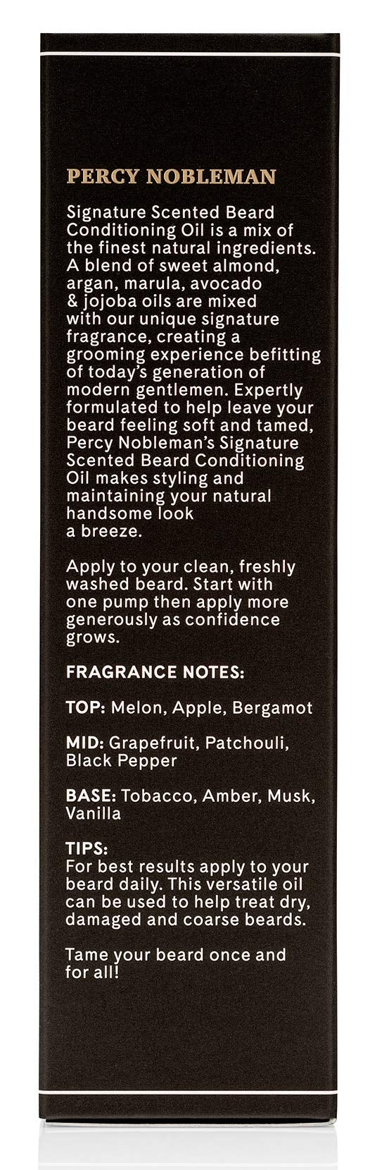 [Australia] - Beard Oil by Percy Nobleman - 99% Naturally Derived Newly Available Signature Scented Blend. Beard Conditioning Oil With a Special Mixture of Quality Ingredients that Softens and Conditions your Facial Hair. (100ml) 