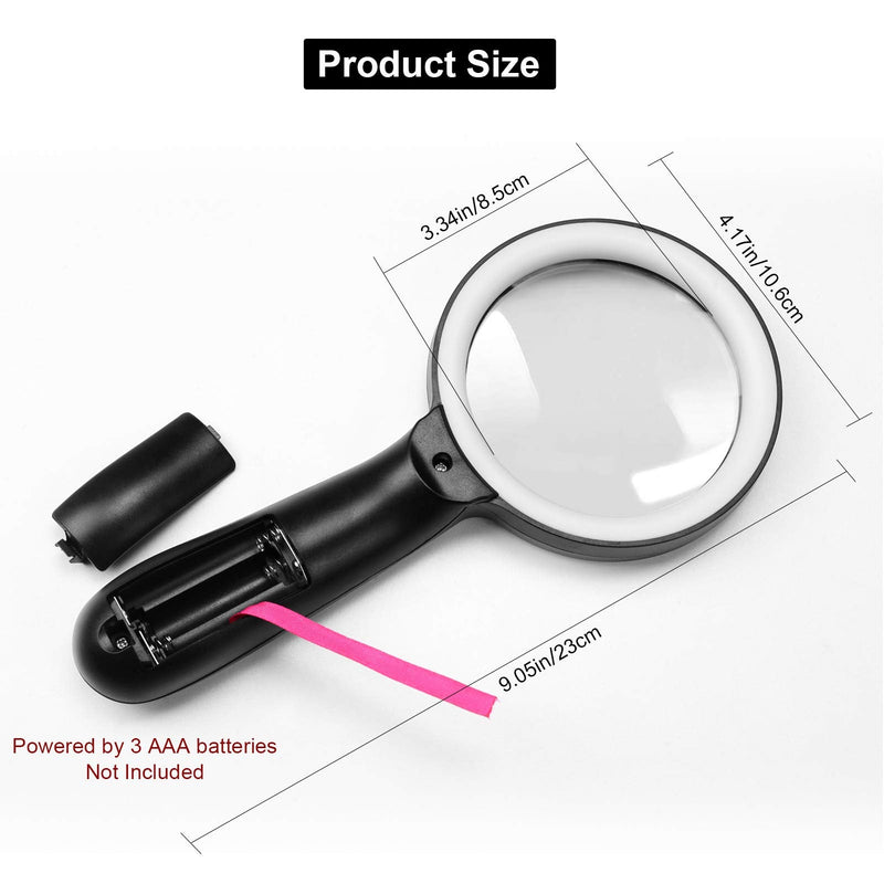 [Australia] - Magnifying Glass with Light, 10X Handheld Large Magnifying Glass 12 LED Illuminated Lighted Magnifier for Macular Degeneration, Seniors Reading, Soldering, Inspection, Coins, Jewelry, Exploring 