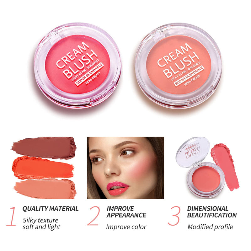 [Australia] - PHOERA Face Cheek Blush Cream Anglicolor Perfect Makeup Cream Blush Cheekcolor, Long-Wear, Matte, Bold, Lightweight, Blends Easily, Contours Cheeks (102#Peach) 102#Peach 