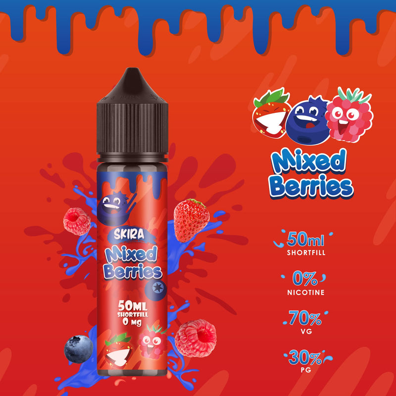 [Australia] - SKIRA Vape Liquid No Nicotine, 3 * 50ml Shortfill Vape Juice 0mg,70VG/30PG E Liquid, Mixed Fruit Flavour Vape Liquid 