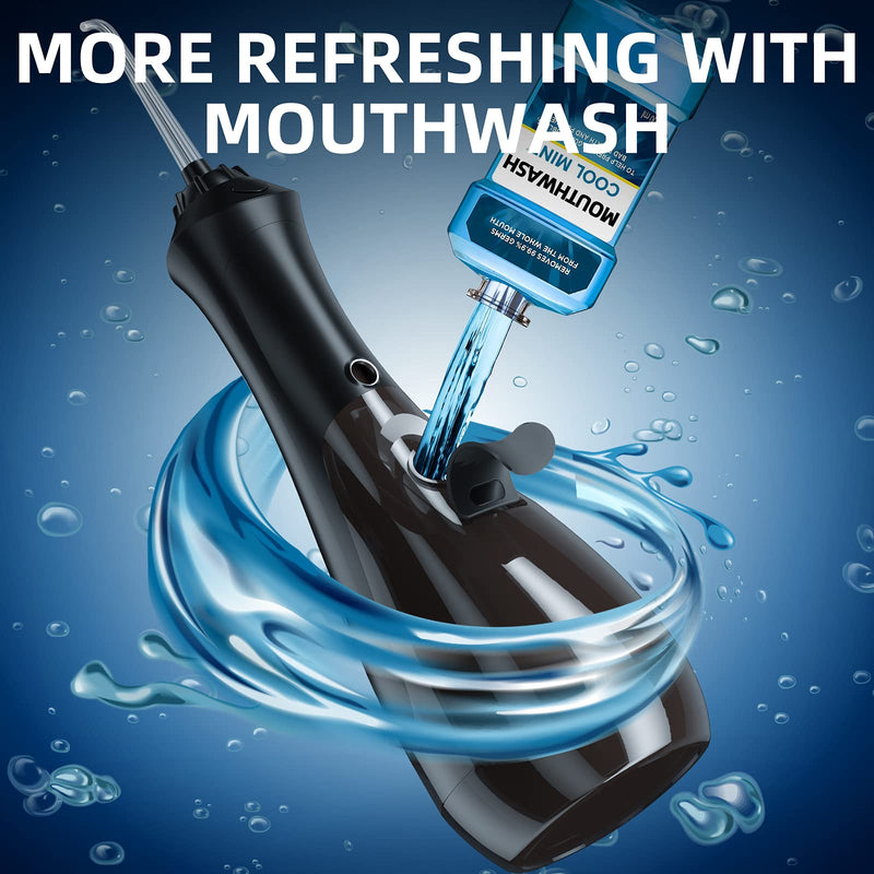 [Australia] - Mitimi Water Flosser for Teeth Cordless, Portable Oral Irrigator for Teeth Cleaner, with 8 Jet Tips, with 200ML Water Tank and USB Rechargeable, Waterproof IPX7 Power Dental Flosser 