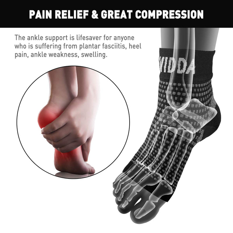 [Australia] - AVIDDA Plantar Fasciitis Socks 1 PAIR, Compression Foot Sleeves for Sport Arthritis Pain Relief, Ankle Support Brace for Men and Women Black M Black Pair 