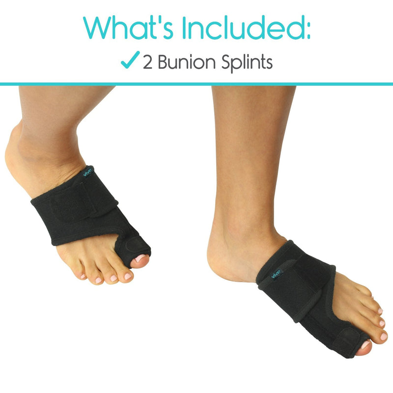 [Australia] - Bunion Splint by Vive [Pair] - Toe Straightener & Corrector Brace Pad for Hallux Valgus Pain Relief - Night Time Support for Men & Women (Black) 