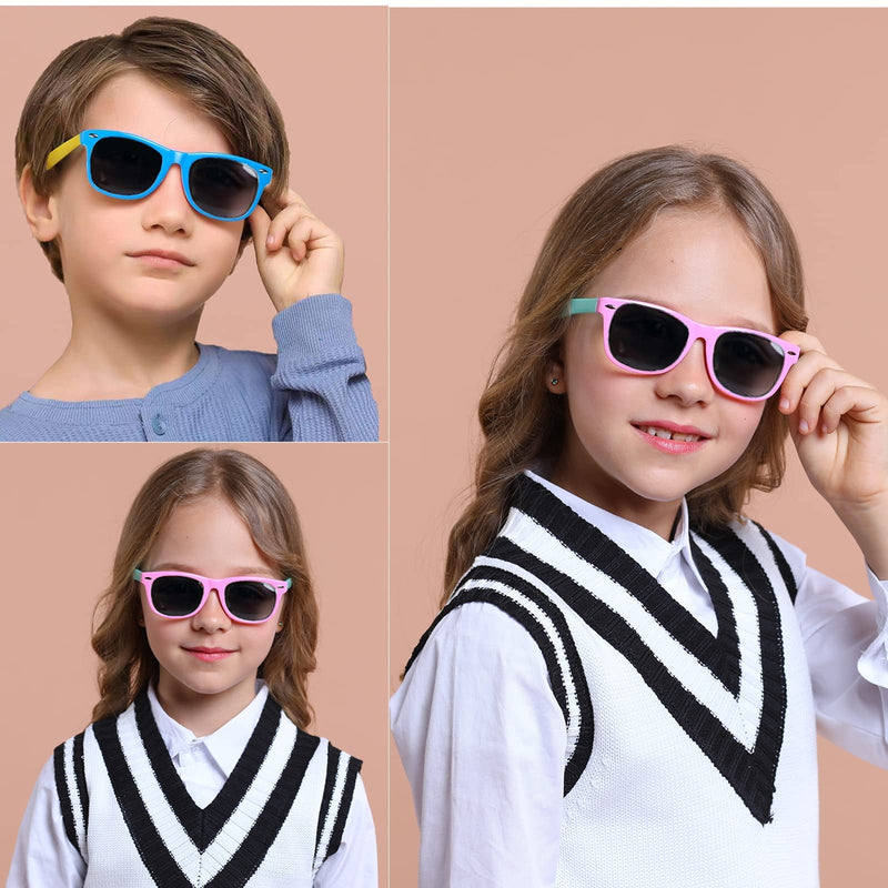 [Australia] - DYLB Kids Polarized Sunglasses for girls boys 3 Pack, Flexible TPEE Rubber Frame for Children Age 3-8. Black + Blue Yellow +Purple Yellow 