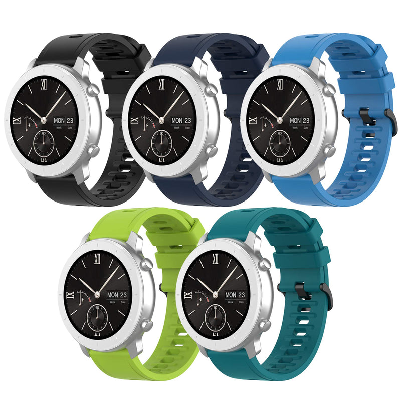 [Australia] - QGHXO Band for Amazfit GTS, Soft Silicone Replacement Band for Amazfit GTS/GTS 2/ GTS 2e/ GTS 2 Mini/Bip/Bip Lite/Bip S/Bip U/GTR 42mm Smartwatch (No Tracker, Replacement Bands Only) 5PCS Boys 