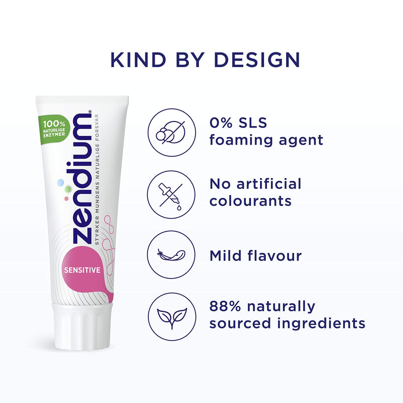 [Australia] - Zendium Sensitive Toothpaste 75ml - contains natural antibacterial enzymes and proteins - natural protection - suitable for sensitive teeth - SLS free, Triclosan free, 75 ml (Pack of 1) 