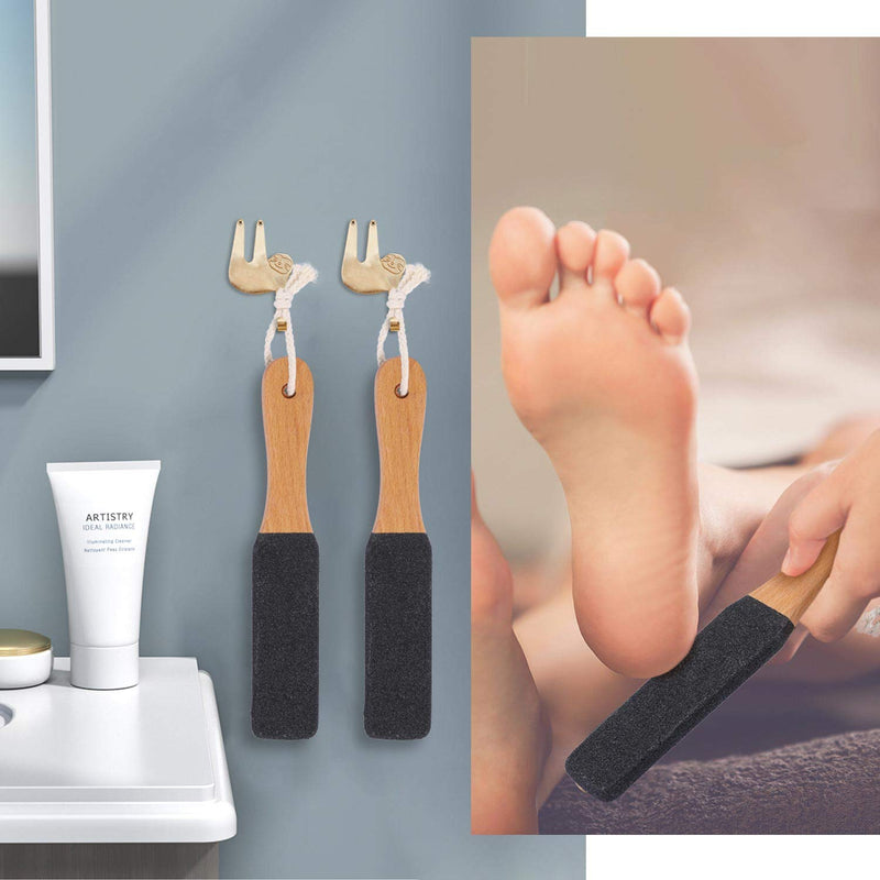 [Australia] - 2 Pieces Foot File Callus Remover Heel Grater Wooden Handle Foot Scrubber Pedicure File Foot Filer for Dead Skin Professional 