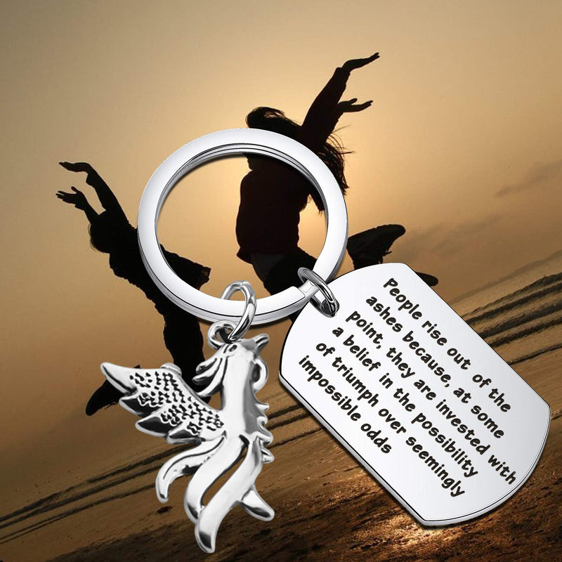 [Australia] - FEELMEM Inspirational Phoenix Keychain Phoenix Rising Rebirth Jewelry People Rise Out of The Ashes Fire Bird Jewelry for Break Up Gift Divorce Gift Cancer Survivor Recovery Gift 