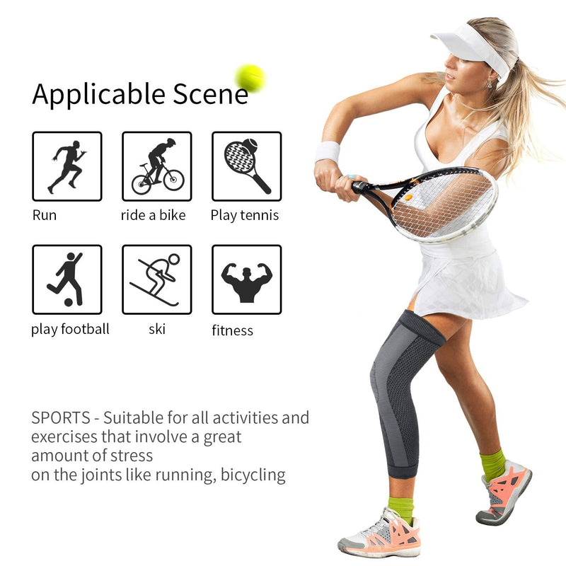 [Australia] - Full Leg Sleeves Long Compression Leg Sleeve Knee Sleeves Protect Leg, for Man Women Basketball, Arthritis Cycling Sport Football, Reduce Varicose Veins and Swelling of Legs(Pair) Black Large (1 Pair) 