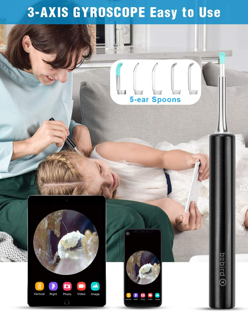 [Australia] - Wiscky BEBIRD Ear Wax Removal Tool Endoscope-Professional Ear Cleaner Camera 1080p FHD Wireless Otoscope with 6 LED Lights Ear Scope Wax Cleaning Kits for iPhone,iPad&Android Smart Phones 