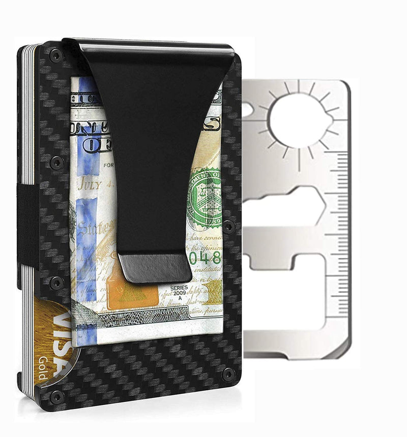 [Australia] - Minimalist Carbon Fiber Slim Wallet | RFID Blocking Front Pocket Wallet | Carbon Fiber Money Clip | Credit Card Holder for Men and Women | Mens Gift (black) black 