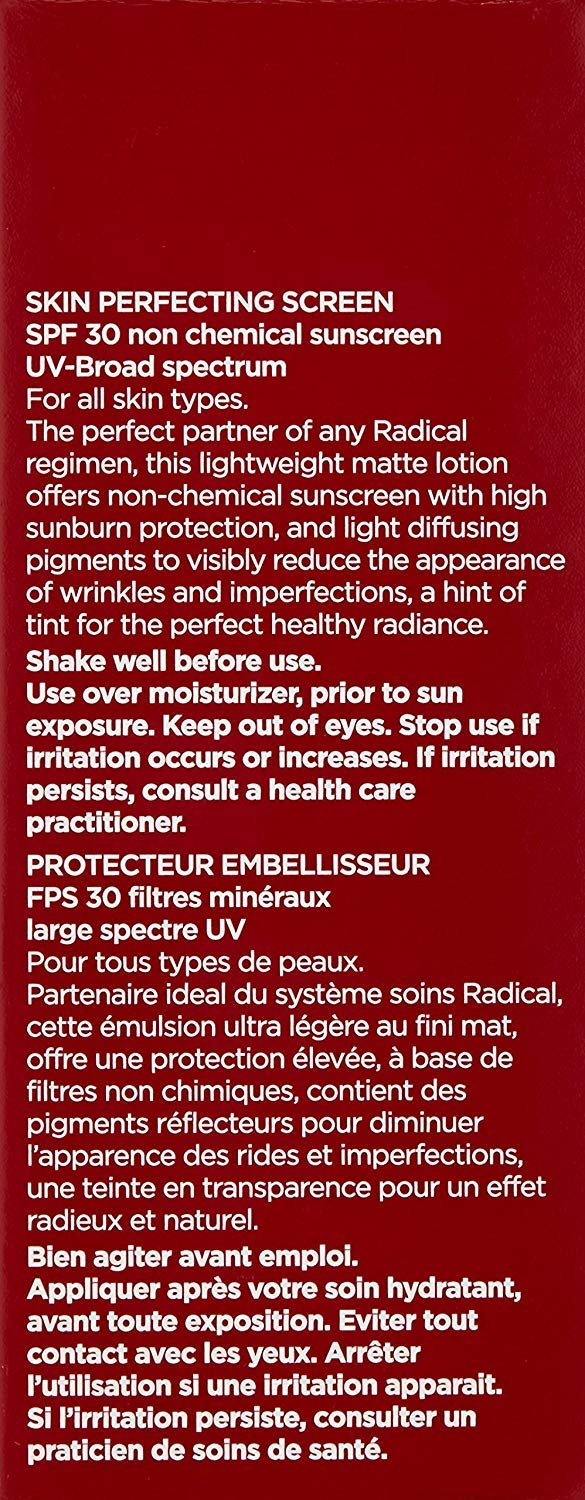 [Australia] - Radical Skincare Skin Perfecting Screen SPF 30, 1.3 Fl Oz - Protects Skin Against UVA/UVB Rays, Blurs Wrinkles, and Primes Makeup | For All Skin Types Including Sensitive Skin | Paraben Free | Clinically Proven Results 