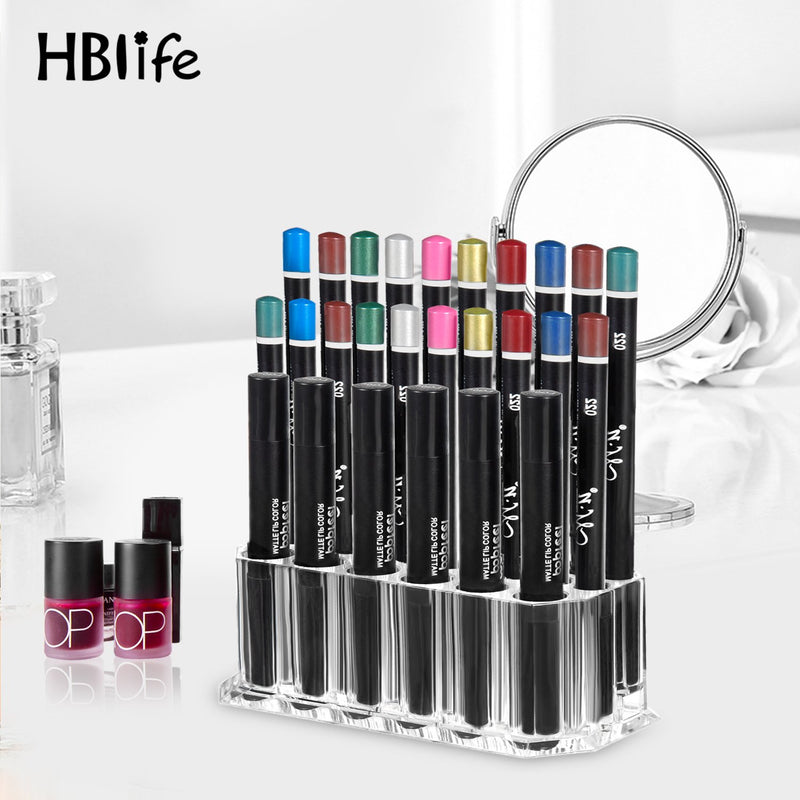 [Australia] - HBlife Clear Acrylic Makeup Eyeliner Lip Liner Holder Organizer, 26 Slots 