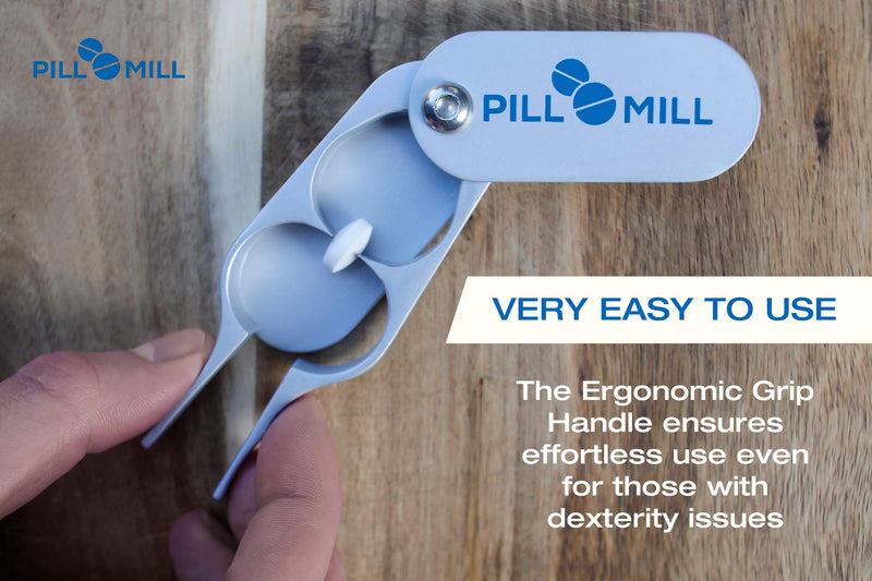 [Australia] - Pill Cutter Splitter by Pill Mill - Metal Blades That Will Never Dull - Grip Handle Helps to Cut Small or Large Pills with Ease - Light and Durable Tablet Divider - Perfect Medicine Slicer for Travel 