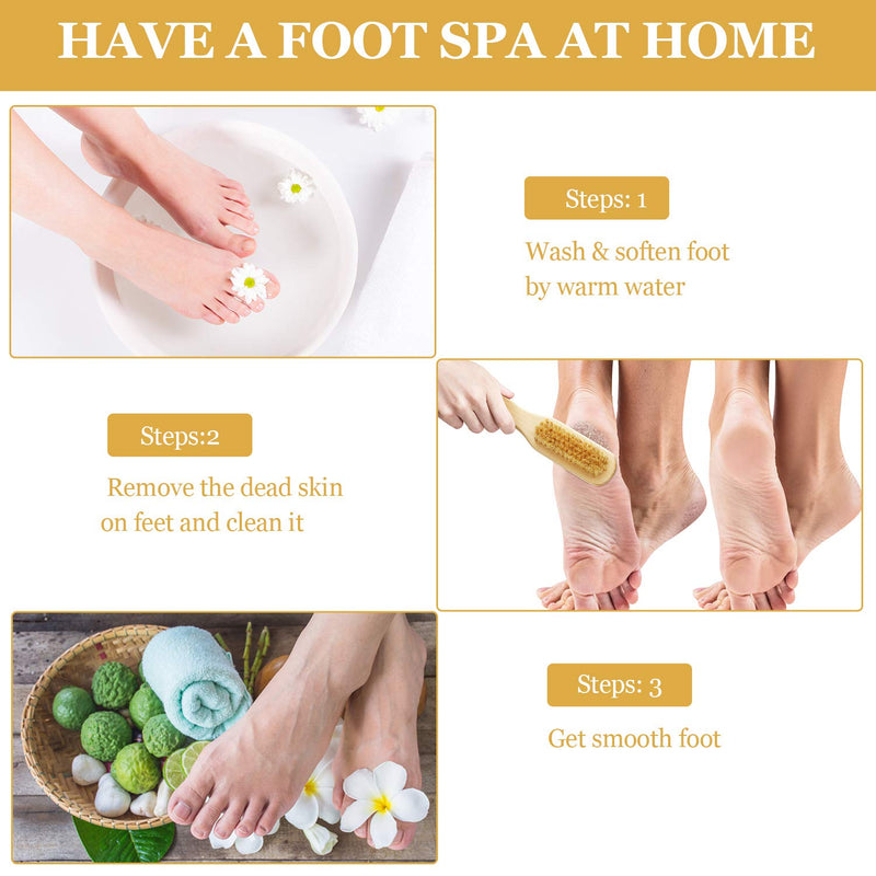 [Australia] - 2 Pieces Foot File Callus Corn Remover Pumice Stone Brush Foot Scrubber Exfoliator Double Side with Pumice Stone and Bristle Brush Heel Scraper Foot Care Tools for Feet Dry Dead Skin 