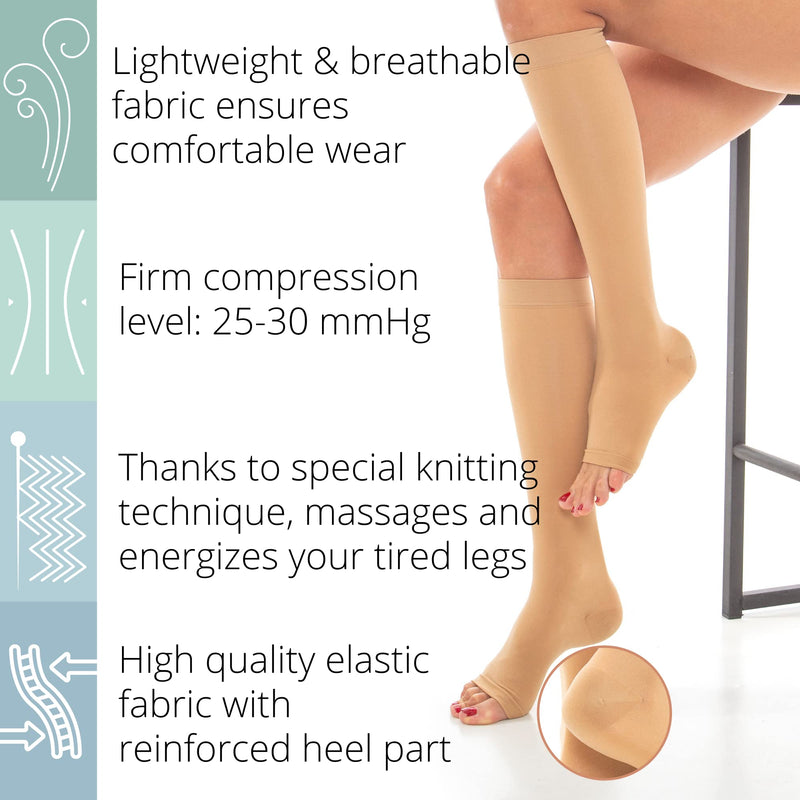 [Australia] - Knee High Compression Stockings, 20-30 mmHg Firm Level (XXL) XX-Large 