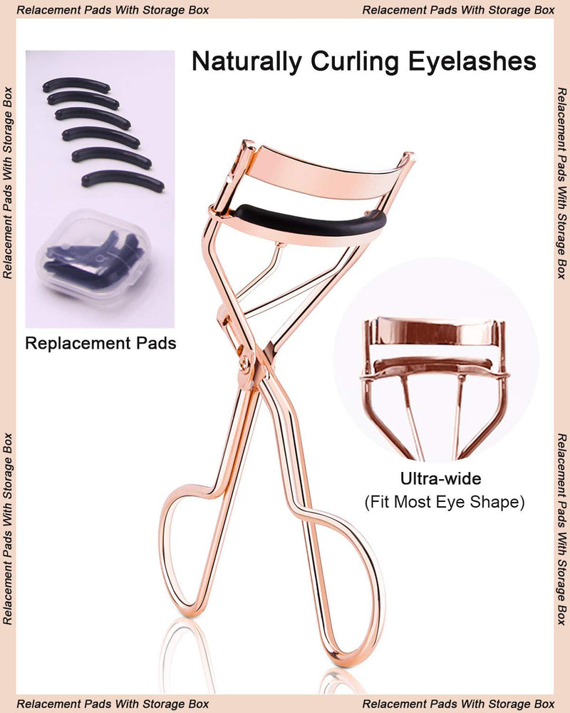 [Australia] - TPPICK Eyelash Curler Kit Metal Lash Curlers with Mascara Applicator Eyelashes Separator Comb & 6 Replacement Refill Pads (Rose Gold) Rose Gold 