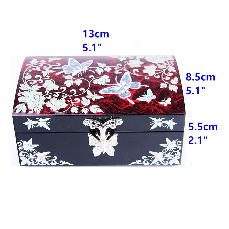 [Australia] - Small Jewelry Boxes Organizer Box Gift Box Mother Of Pearl Korea HJL1001 Red 