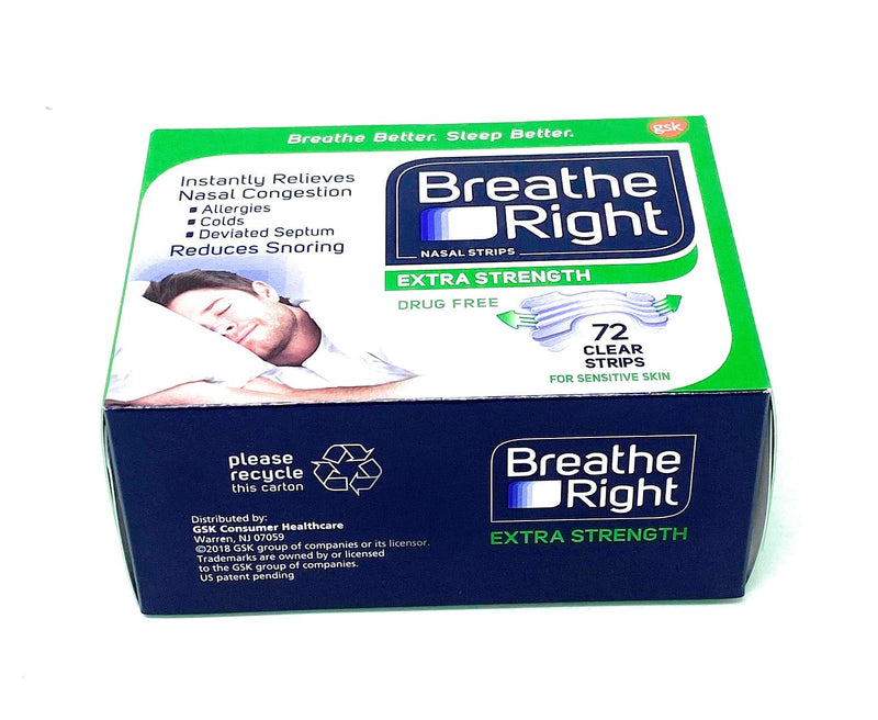 [Australia] - Breathe Right Nasal Strips, Extra Clear for Sensitive Skin, 72 Clear Strips 