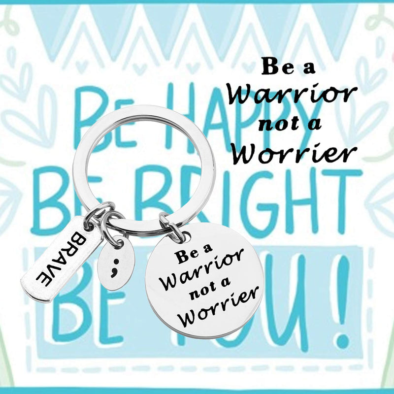 [Australia] - MYOSPARK Be A Warrior Not A Worrier Semicolon Keychain Mental Health Suicide Prevention Depression Awareness Inspirational Gift Warrior Keychain 