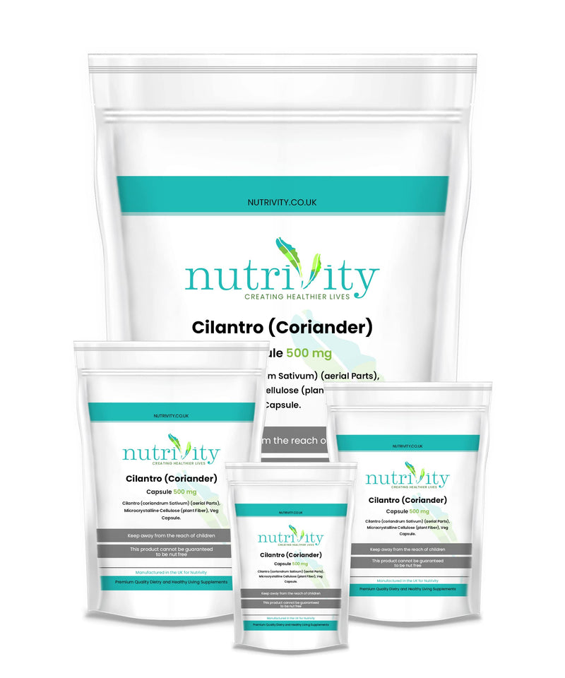 [Australia] - Heavy Metal Detox Supports and Aids Digestive Health Cilantro Coriander 500mg Vegan Capsule Antioxidant Healthy Skin Immune Health Manufactured in The UK by Nutrivity 30 Caps 