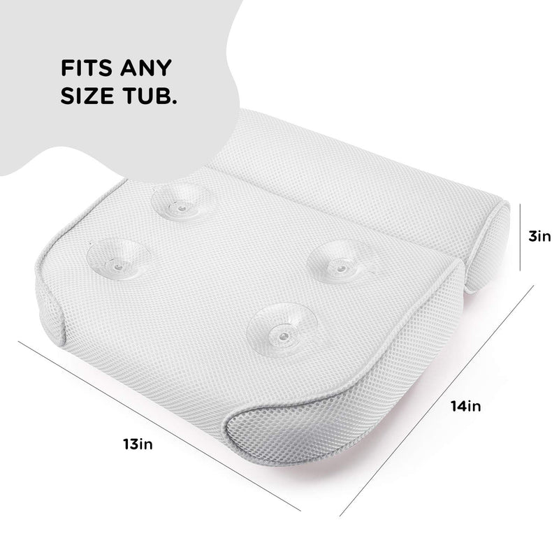 [Australia] - PEULEX Comfortable Bathtub Pillow, With Strong Suction Cups & Hook, Soft Spa Pillow For Luxurious Bathing, Hot Tub Pillow Designed With Soft Mesh For Maximum Pleasure, Full Neck & Back Support (White) White 