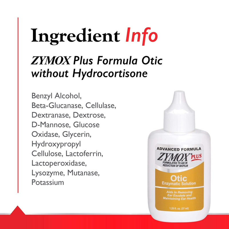 [Australia] - Zymox Advanced Formula Otic Plus Enzymatic Ear Solution for Dogs and Cats Without Hydrocortisone, 1.25oz 
