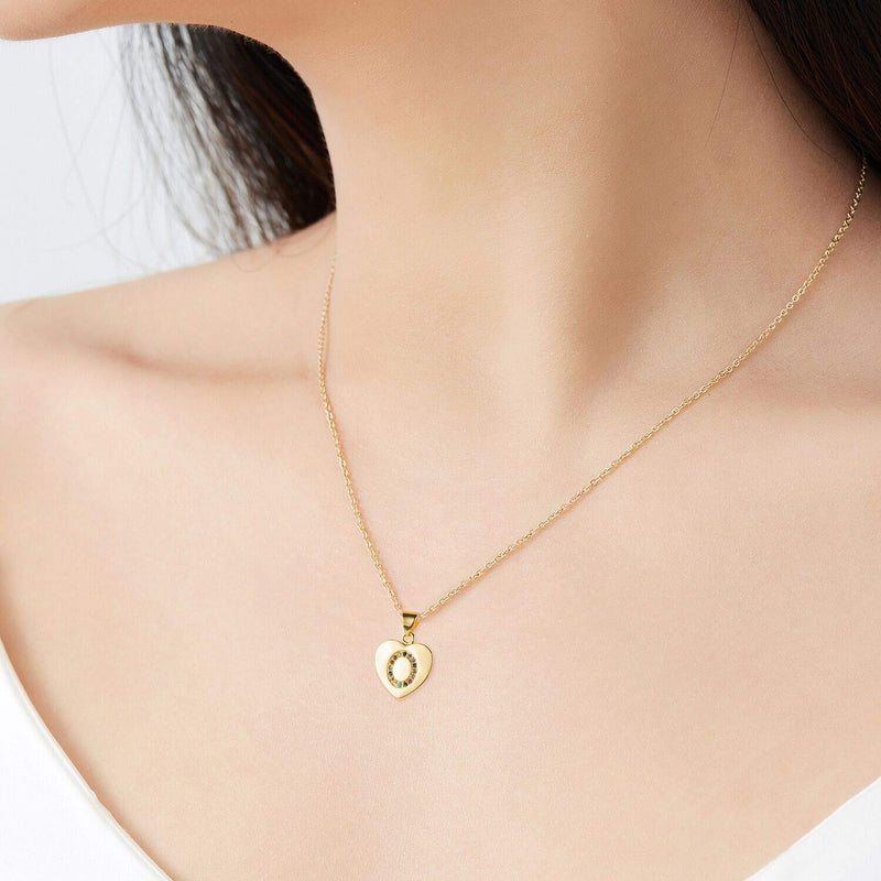 [Australia] - Gold Initial Necklace Name Personalized Letter Heart Necklace Pendant for Women Kids Gift - 18 inch B 