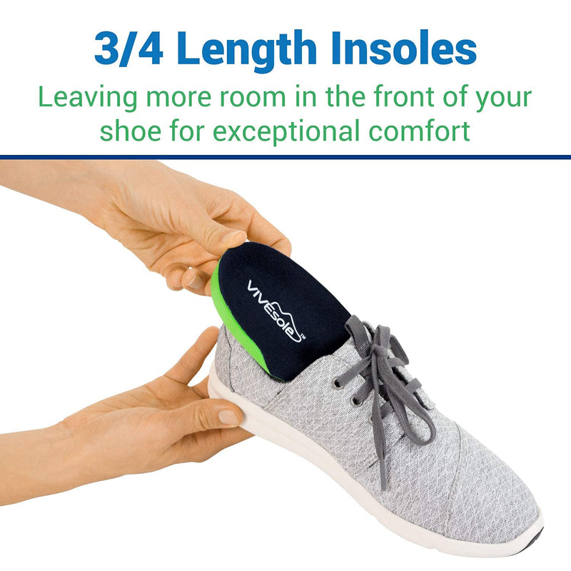[Australia] - Vivesole Orthotic Heel Insoles - Half Shoe Inserts for Plantar Fasciitis, Foot Arch, Feet Fatigue, Lower Back Pain Relief - Non Odor Foam Cup Support for Men, Woman - for Walking, Running, Exercises Unisex-US Men's (7.5 - 9) Women's (9 - 10.5) 