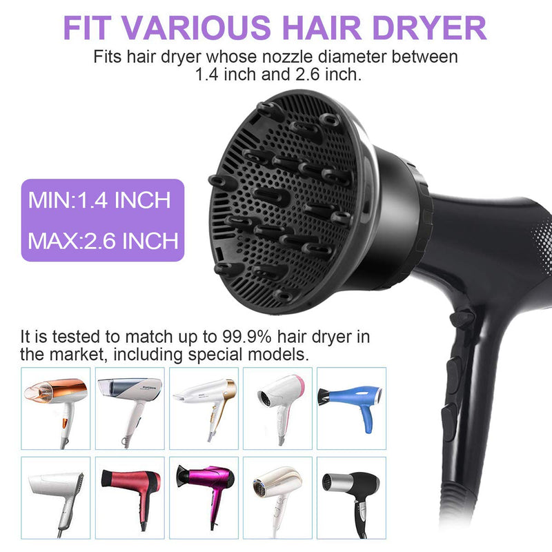 [Australia] - UUCOLOR Universal Hair Diffuser Suitable for 1.4 in to 2.6 in Adjustable Hair Dryer Diffuser Nozzle for Curly or Wavy Hair Styling 