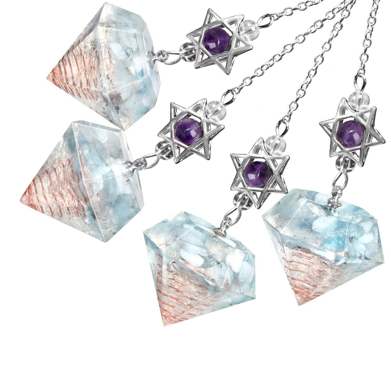 [Australia] - mookaitedecor Aquamarine Resin Crystal Point Gemstone Reiki Healing Pendulums for Dowsing Scrying Divination Meditation, Merkaba Star Dreamcatcher 