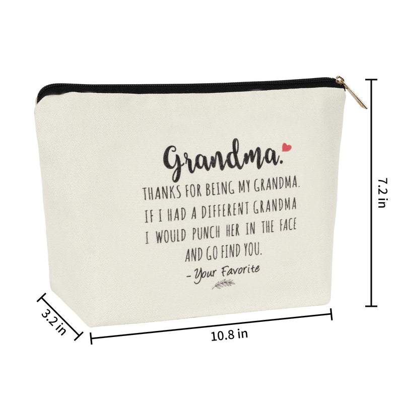 [Australia] - Grandma Gifts, Grandma Thanks for Being My Grandma Makeup Bag Grandma Waterproof Cosmetic Bag Mother's Day Gifts for Grandma Nana from Granddaughter Grandma Birthday Gifts white 