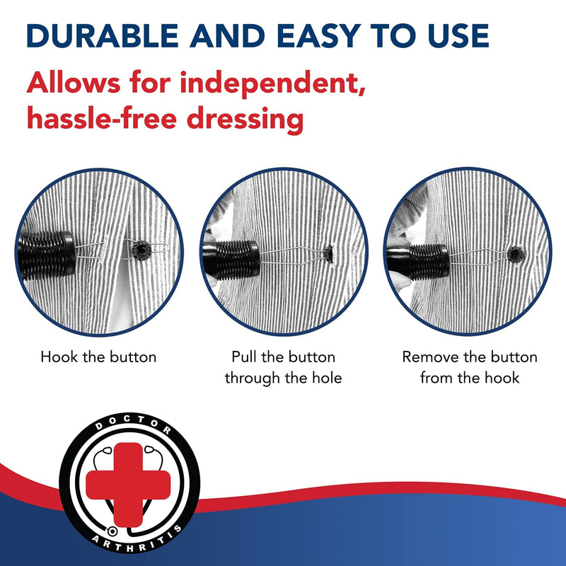 [Australia] - Button Hook & Zipper Pull, Assist, Helper Device, Dress Clothes Tool, Button Shirts Aid, One Hand, Disability, Handicapped and Seniors by Dr. Arthritis 