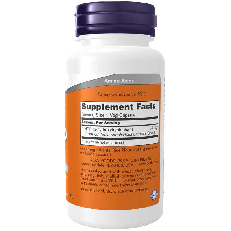 [Australia] - NOW Supplements, 5-HTP (5-hydroxytryptophan) 50 mg, Neurotransmitter Support*, 90 Veg Capsules 