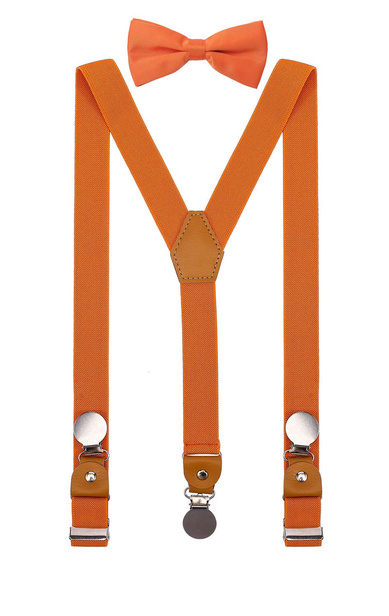 [Australia] - CEAJOO Men Boys Suspenders and Bow Tie Set Adjustable with Round Metal Clips XL: 48" (youth & adults) 1_ Orange 