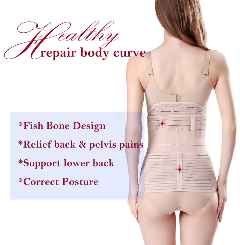 [Australia] - 3 in 1 Postpartum Support - Recovery Belly/waist/pelvis Belt Shapewear Slimming Girdle, Beige, One Size One Size (Pack of 1) 