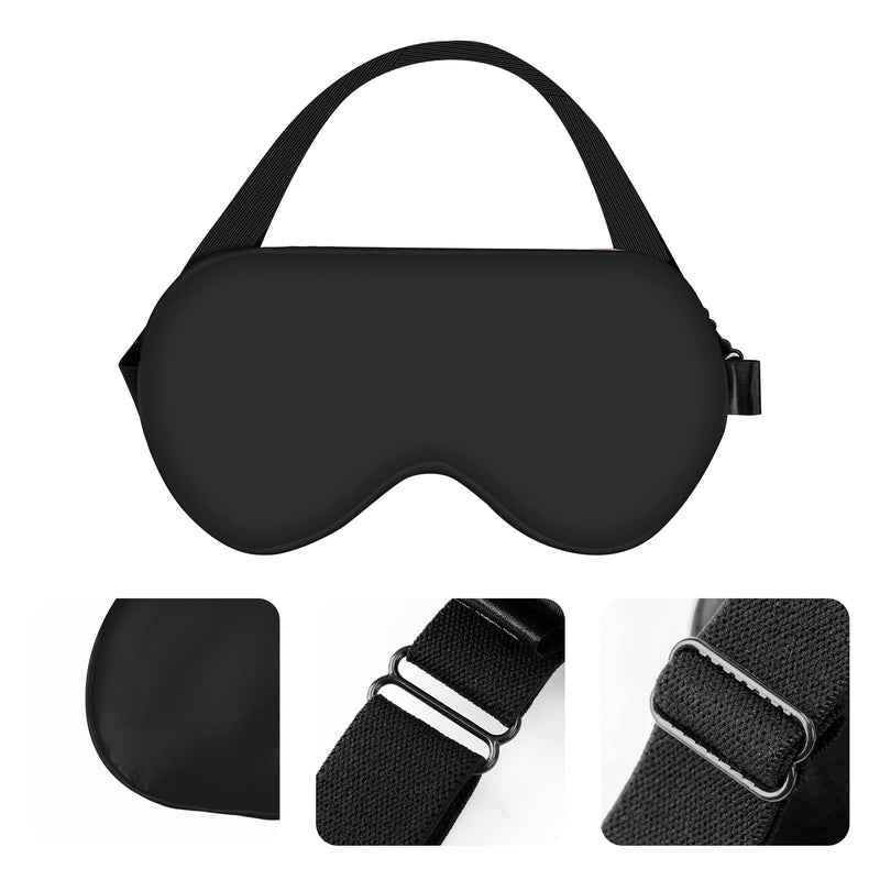 [Australia] - Amazon Basics Genuine Natural Mulberry Silk Eye Mask, Curved Sleep Mask with Adjustable Strap, Black 