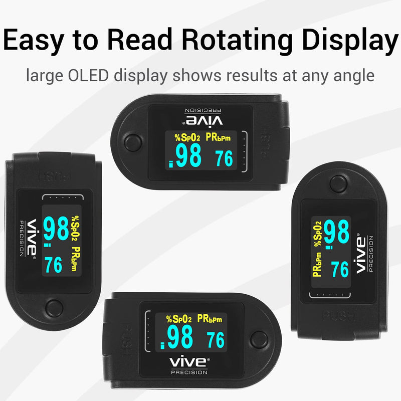 [Australia] - Vive Pulse Oximeter Bluetooth, Fingertip Oxygen Meter with Case, Batteries, Lanyard - Pulse-Oximeter Medical Grade Blood Oxygen Saturation Monitor for sp02, Home - Used for Sports, Aviation 